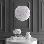 JONATHAN Y 15.7" White Modern Bohemian Woven LED Pendant Light, Adjustable Hanging Ceiling Lamp for Kitchen Island Dining Room, Paper Wicker Shade, Bulb Included JYL6503A - color: White