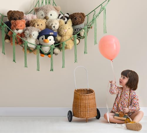 mirolam Stuffed Animal Hammock Corner Net for Toys Storage Hanging Stuff Animal Organizer Holder Matcha Green Room Bedroom Nursery Decor Organization - color: Matcha Green, size: Standard(41.5"L x 55.2"W x 41.5"H)