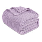 EMME Cotton Throw Blanket for Couch Soft Muslin Blankets 50"x60" Lightweight Breathable Blanket All Season Gauze Blanket, Lavender - color: 07 - Lavender, size: Throw (50" x 60")