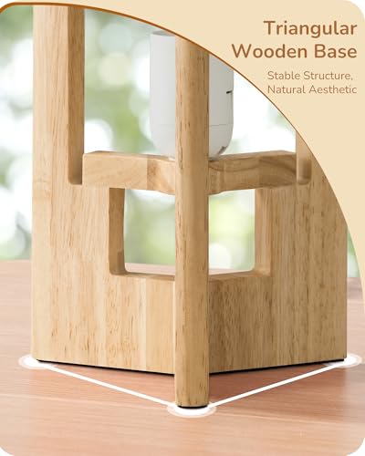 EDISHINE Small Wood Table Lamp, 13.5" Modern Bedside Lamp, Beige Linen Shade, Natural Wood Cylinder Nightstand Lamp for Bedroom Living Room, On-Off Line Switch, E26 Base (Bulb Not Included) - color: Natural Wood Color