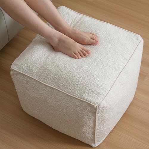 Pouf Ottoman Stuffed Modern Foam Filled Foot Rest Poufs for Living Room Chair Decorative 20 X 15 Inches Boho Relax Stool Floor Poufs Foot Rest for Living Room,Beige - color: Beige