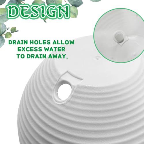 Srmayyi 4 Pack 8 inch Plastic Self Watering Hanging Planters,Round Hanging Basket Planter with Drainer and Metal Chain,White Garden Flower Plant Pot Container for Indoor Outdoor Plants - size: 4 pcs white