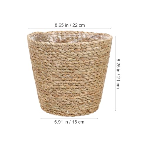 Hemoton Rattan Planter Basket Wicker Plant Flower Pot 8.7 Inch Seagrass Woven Indoor Planter for Home Decor and Succulent Plants