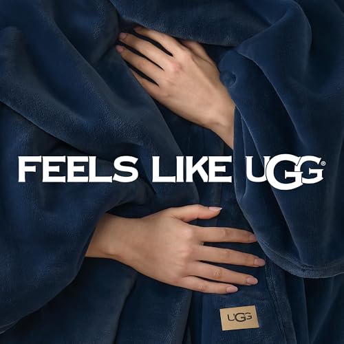 UGG Coco Throw Blanket – Soft & Cozy Luxury Blanket for Couch, Warm Graduation Gifts or Teacher Birthday Gifts for Men Dad Him, 50" x 70", Dark Blue - color: Dark Blue