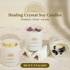 AvaConcept Healing Crystal Candle Gift Set – Set of 3 Citrine, Amethyst & Lazurite Hand-Poured Soy Wax French Vanilla, Lavender & Sea Salt Orchid Aromatherapy Scents 3.5oz Each | Premium Gift Box - size: 3.5oz, style: French Vanilla, Lavender & Sea Salt O