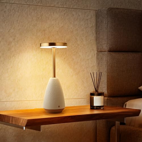 RONDURE 11.0" Ceramic Cordless Table Lamp, Portable Rechargeable Table lamp, Touch Dimmable Warm Ambient Lighting for Living Room, Bedroom, Dining Room, Fast Charging & Long Lasting - style: Lena