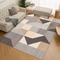 HOMFINE Washable Area Rug - Geometry Style Modern Rugs for Living Room, Bedroom, Machine Washable Rug Soft Non Slip Non Shedding Area Rug - Grey Brown, 6'x9' - color: Grey/Brown, size: 6' x 9' (Rectangular)