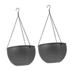 2Pcs Hanging Planter Plastic Honeycomb Rattan Weave Plant Basket for Use Deep Color