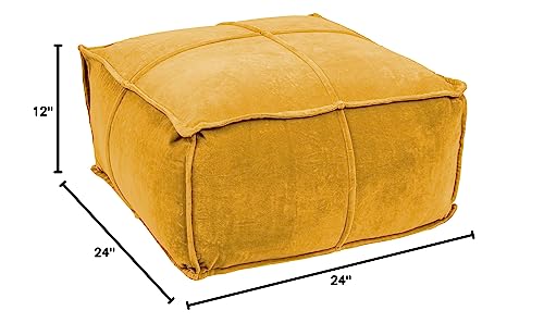 Creative Co-Op Goldenrod Square Cotton Velvet Pouf - color: Goldenrod