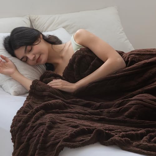 COOVA Brown Fleece Throw Blanket for Couch - Super Soft Cozy Plush Fuzzy Blanket for Sofa,Premium Sherpa Warm Throw for Women,Bed,Chair,50x60 Inches - color: Dark Brown, size: 50“x60”