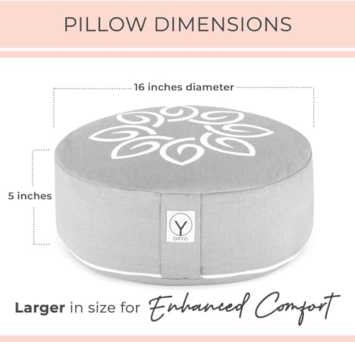 Y O Gayo Meditation Cushion and Floor Pillow. Ideal for Meditation Pillow, Yoga, & Floor Sitting - Premium Buckwheat Supportive Round Cushion with Changeable Cover. Versatile & Stylish - 16" in