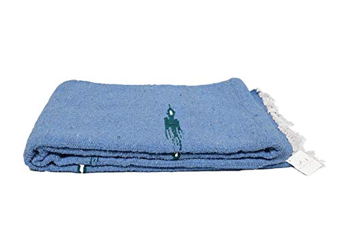 Open Road Goods Mexican Thunderbird Yoga Blanket, Handwoven Throw for Yoga, Meditation, and Home Décor – Versatile Blanket for Beach, Picnic, Camping, or Outdoor Use - color: Sky Blue