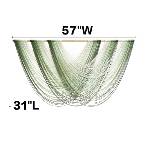 Flber Macrame Wall Hanging Large Boho Green Wall Art Decor 57" W x 31" L | green macrame Wall Decor for Living Room Bedroom fiber wall art craftsmanship home decor macrame tapestry Easy to Hang - color: Green1
