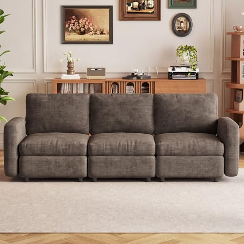 Guyii 3 Seater Secitonal Sofa Luxury Modular Sofa Couch Brown Color Soft Cushion&Seat Modern 3 People Couch for Living Room Apartment Small Space - color: Brown, size: 3 seater