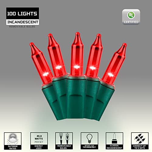 100LIGHTS RED Extra-Bright with End Connectors Christmas Decorative Lights 5.98m UL Certified Mini String Light Set Waterproof for Home Garden Holiday Christmas Tree Party Patio Decor Wedding - color: Red, size: 100 COUNT-1PACK