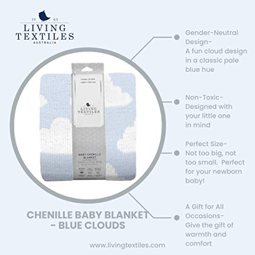 Living Textiles Blue Clouds Chenille Soft Baby Blanket Reversible Premium Cozy Fabric for Best Comfort - for Infant,Toddler,Newborn,Nursery,Boy,Unisex,Throw,Crib,Stroller,Gift, Blue Clouds 40x30 - color: Blue Clouds