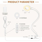 iZELL Reading Light, USB Clamp Lamp for Child Reading Book in Bed at Night, LED Small Desk Lamp with Silicone Adjustable Arm Clip on Beside Table for Studying Working Drafting Sewing - 15.8‘’ White - size: 15.8'' White