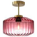 Purple Ceiling Light Glass Semi-Flush Mount with Gold Finish, Bedroom Light Fixtures for Bathroom Living Room Entryway Closet Light - color: Purple, 1-Light