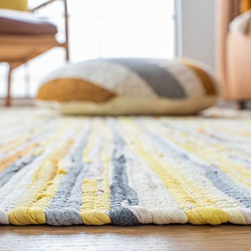 SAFAVIEH Rag Rug Collection Accent Rug - 4' x 6', Gold & Multi, Handmade Boho Stripe Cotton, Ideal for High Traffic Areas in Entryway, Living Room, Bedroom (RAR129N) - color: Gold/Multi, size: 4' x 6' (Rectangular)