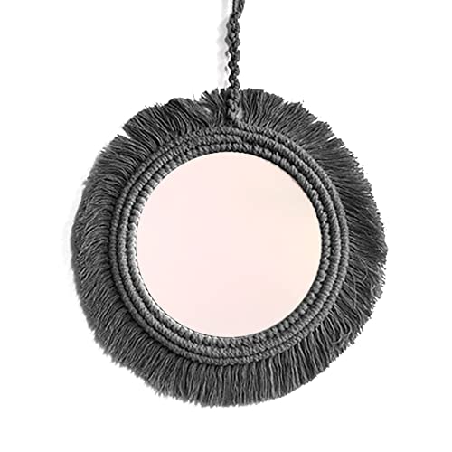 Muloo Round Wall Mirror with Fringes Bohemian Tapestry Makeup Mirror Decoration for Apartment Bedroom Baby Nursery Mirror Red - color: Red