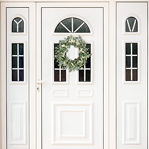 Pinkpum 22'' Eucalyptus Wreath for Front Door, Porch, Window - Green Decor for Home, Farmhouse - Spring, Summer, Fall, All Seasons - color: White, size: 22''