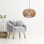 GALPADA 11.8 Inch Boho Woven Light Shade, Rattan Style Paper Rope Pendant Light Cover, Round Wicker Lamp Shade Replacement for Ceiling Hanging Fixtures