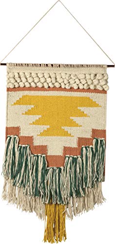 Primitives by Kathy Gypsy Hand Woven Wall Hanging, 14" x 25", Yellow/Green, 8541857714 - size: 25"L x 14"W