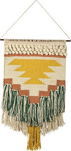 Primitives by Kathy Gypsy Hand Woven Wall Hanging, 14" x 25", Yellow/Green, 8541857714 - size: 25"L x 14"W