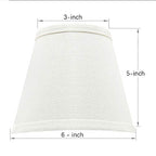 Small Lamp Shade Set of 6 Chandelier Shades 3" X 6" X 5" White Linen Lampshade Clip-On Bulb - color: White