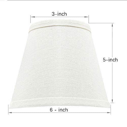 Small Lamp Shade Set of 6 Chandelier Shades 3" X 6" X 5" White Linen Lampshade Clip-On Bulb - color: White