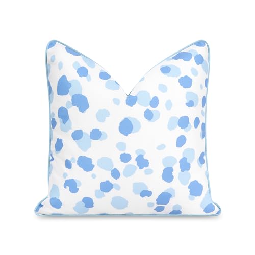 Hofdeco Premium Coastal Patio Indoor Outdoor Throw Pillow Cover Only, 20"x20" Water Repellent for Backyard, Couch, Baby Blue Leopard with Piping - color: Baby Blue Leopard 20”x20”, size: 20" x 20" (Pack of 1)