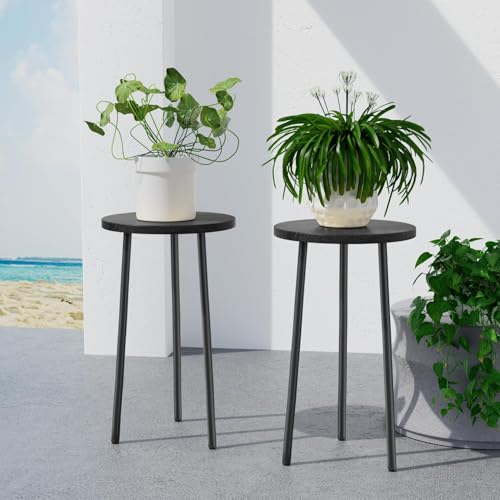 Plant Stand Indoor Outdoor: 2 Pack Indoor Plant Stand 20'' Convertible Multi-purpose Holder - Mid Century Modern Decor - Tall Plant Table for Living Room/Balcony/Garden/Patio - color: Black, size: 20"&20"