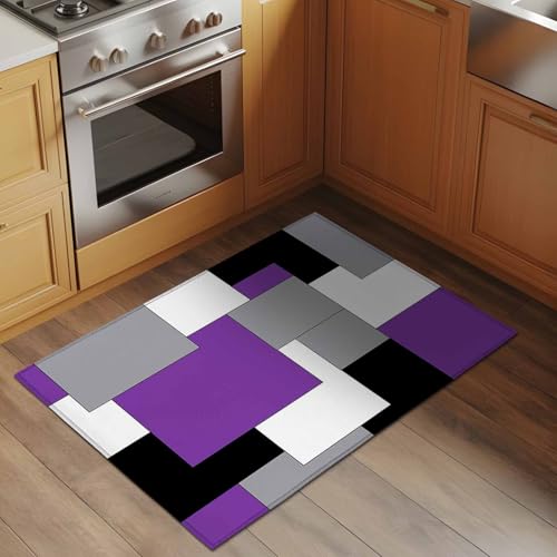 Abstract Art 2x3 Small Rug for Entryway Kitchen Front Door, Patchwork Purple Black and Grey Washable Throw Rug Absorbent Non-Slip Indoor Floor Mat for Kitchen Entrance Dog Home Office Decor - color: Turquoise, size: 2' x 3' (Rectangular)