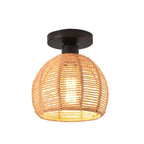 Hand-Woven Rattan Flush Mount Ceiling Light,Farmhouse Light Fixtures Ceiling Mount Boho for Hallway Bedroom Kitchen Entryway Living Room - color: 7.87 IN Rattan 1 Pack