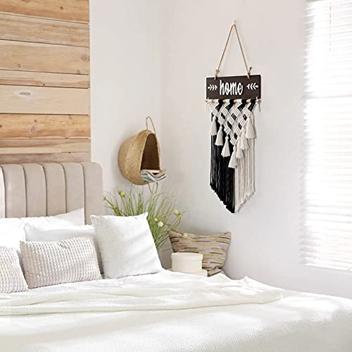 LOMOHOO Welcome Sign Macrame Wall Hanging Woven Tapestry Home Sign Front Porch Door Decor Rustic Yard Sign Art Home Decoration Housewarming Gift (Brown) - color: Brown