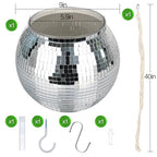 Disco Ball Planter, 1pcs 9” Silver Disco Ball Planter, Disco Ball Plant Hanger with Hanging Rope, Hanging Chain, Hook, Circle and Extra Mirror Pieces - color: 1×9" Silver