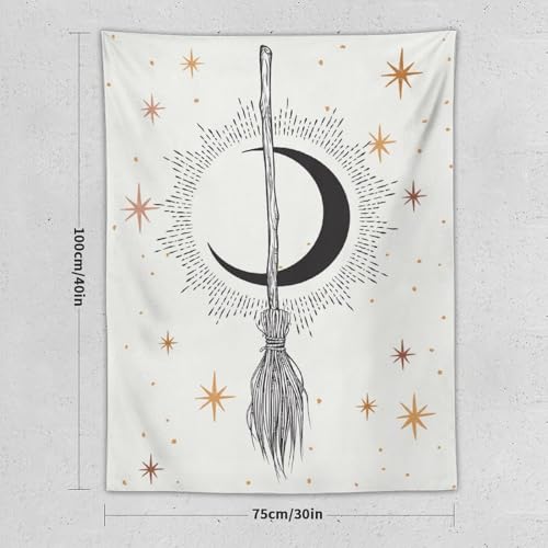 DDCBNS Moon Tapestry,Witchy Starry Night Tapestry Bohemian Style White Tapestry Wall Hanging Home Décor for Girls Bedroom Living Room Dorm Wall Décor W30 x 40" H - color: Bohemian Style_02, size: 40"L x 30"W