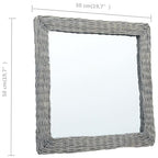 Benzara Wall Mounted Mirror, 20 Inch Square Wicker Woven Frame in Beige