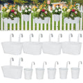 HowRU Metal Iron Flower Pots for Railing Fence Hanging Bucket Pots(5 Pcs) and Hanging Flower Pots Metal Iron Bucket Planter(10 Pcs) (White) - color: White