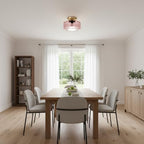 Pink Ribbed Glass Flush Mount Ceiling Light, 8.66" Modern Gold 1-Light Semi-Flush Mount Light Fixture, Mid-Century Round Ceiling Lamp for Bedroom Bathroom Hallway Entryway - color: Small, 8.66" Pink