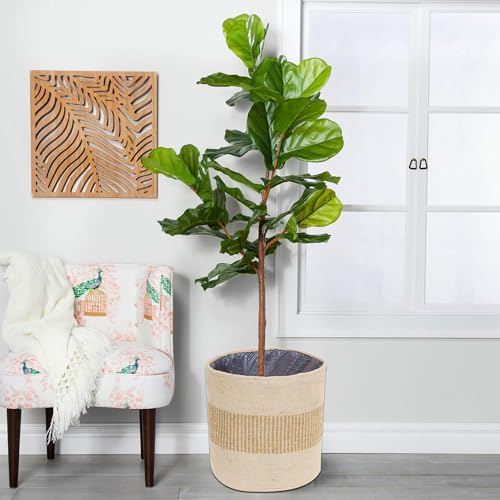 Jute Planter Basket Modern Woven Basket for 8" Flower Pot Floor Indoor Planters, 10” x 10” Storage Organizer Basket Rustic Home Decor, Boho Storage Earth-Friendly Planter (10x10 Inches, Bleach 25) - color: Bleach 25, size: 10x10 inches