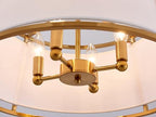 Shrine Lighting Drum Chandeliers, Modern Style, Perfect Pendant Light Fixture for Dining Room, Living Room, D20'' x H9'', Adjustable Chains 59'', E12*4 Sockets, White Lampshade & Brass Finish Frame - color: Brass D19.7''