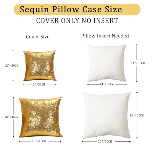 ShinyBeauty Glitter Sequin Pillow Covers 18x18 Inch Set of 1 - Gold Sparkling Throw Pillowcase for Home Decor, Christmas Wedding, Birthday Party Supplies (Luxury Bedroom Couch Decorations) - color: Gold, size: 18" x 18" (Pack of 1)