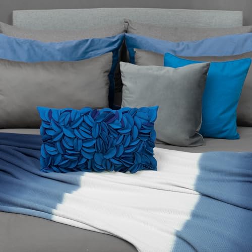 KINGROSE 3D Floral Decorative Throw Pillow Cover Handmade Soft Pillow Case Sham Solid Cushion Cover for Bedroom Home Decor Sofa 12 x 20 Inches Solid Suede Blue - color: Blue - Solid Suede