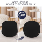 MeMoreCool Stuffed Round Pouf Ottoman Foot Rest, Floor Pouf Foot Stool with Soft Foam Chunk Filling, Small Round Ottoman Footstool Circle Footrest for Living Room, Black - color: Teddy Black