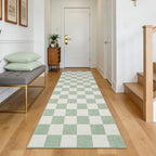 GarveeHome Checkered Sage Green 2x6 Washable Kitchen Runner Rus Geometric Diamond Dot Modern Soft Low-Pile Long Rug for Bedroom Hallways Entryway Non-Slip TPE Rubber Backing - color: Sage Green, size: 2' x 6' (Runner)