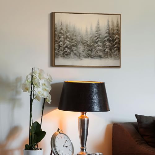 Winter Forest Landscape Wall Art Vintage Snowy Pine Trees Painting Prints Rustic Snowscape Picture Nature Wilderness Illustrations Modern Art Framed for Living Room Bedroom Home Walls Decor, 8x10 Inch - color: Snowy Pine Trees, size: 10"L x 8"W