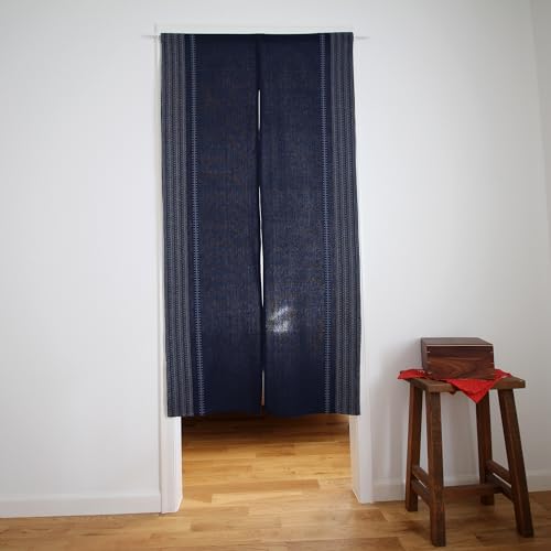 Doorway Curtain (W33.5'xH66.9') Takumi Tapestry Japanese noren Room Divider (Dark Navy) - color: Dark Navy