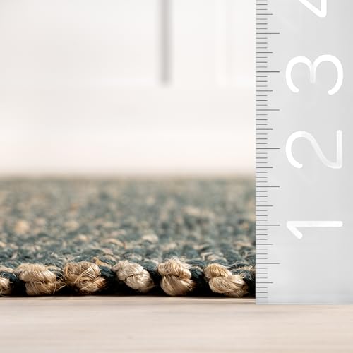 Nuloom Elfriede Handmade, Green/Natural, 8'6" x 11'6", Solid, Rustic, Jute, Soft and Textured, High Traffic, Stain Resistant, Easy Clean, Durable Area Rug for Bedroom, Living Room, Dining, Den, Foyer - color: Green, size: 8'6" x 11'6" (Rectangular)