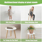 Wood Plant Stands Indoor, White Plant Stand Modern Plant Table for Large Plants, Wooden Plant Stool, Tall Plant Holder Small Round Side for Living Room, Balcony, Office (1 Pack) - color: White